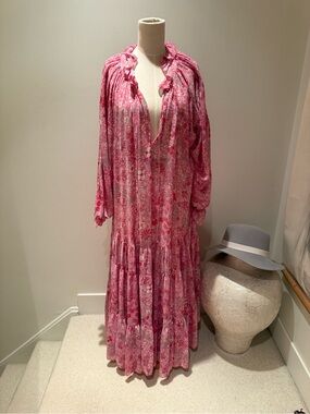 Free People Pink Floral Tiered Maxi Dress